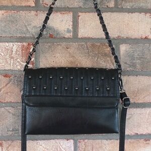 Sam& Hadley Chic Black crossbody/Shoulder Studded Bag (two straps) zipped pocket